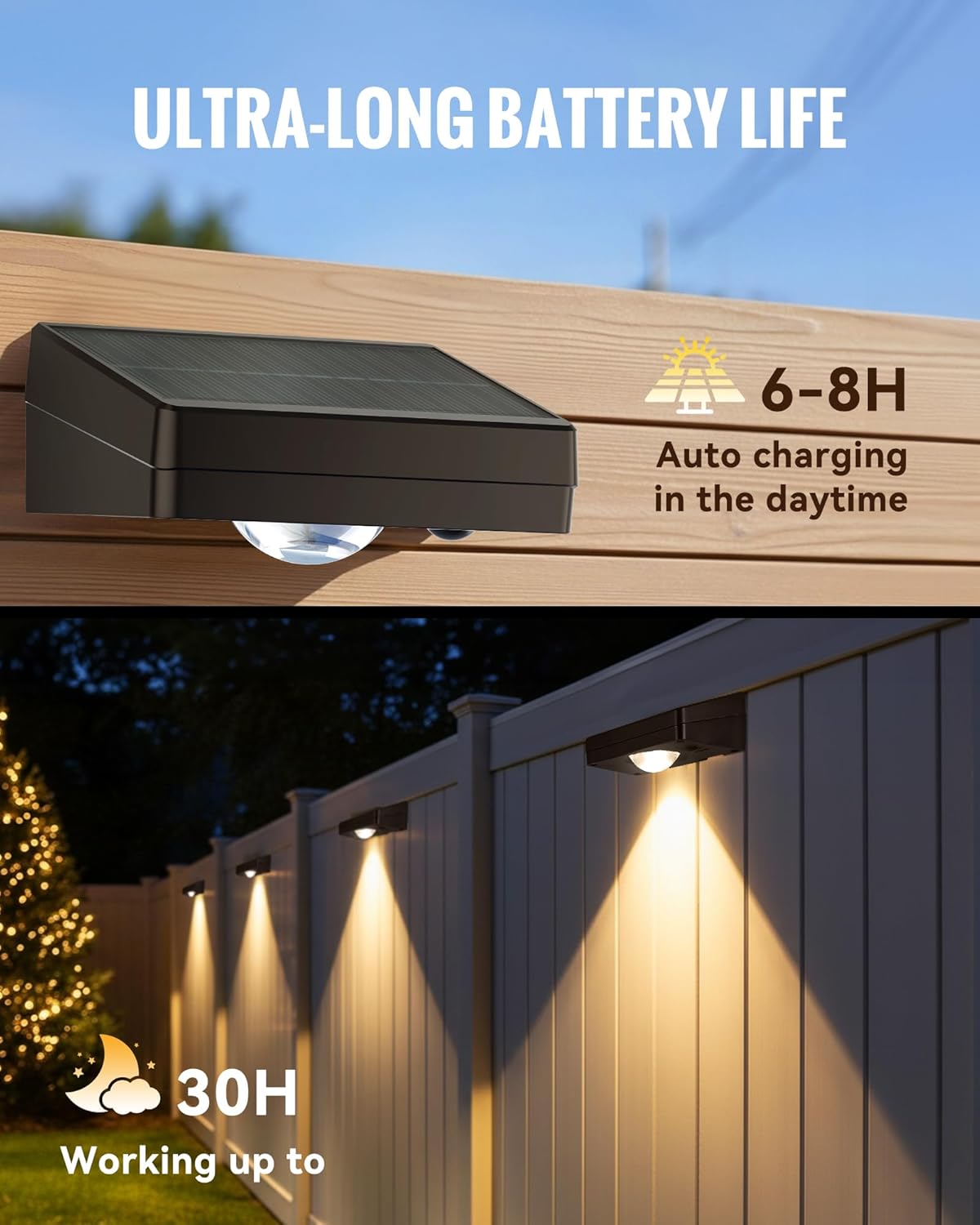 Solar Fence Lights Outdoor, 10 RGB Color & 3 Light Mode Fence Lights Solar Powered for Outside Backyard, Railing, Step, Patio, Fence Post, Home Improvement Garden Decor, 12 Pack