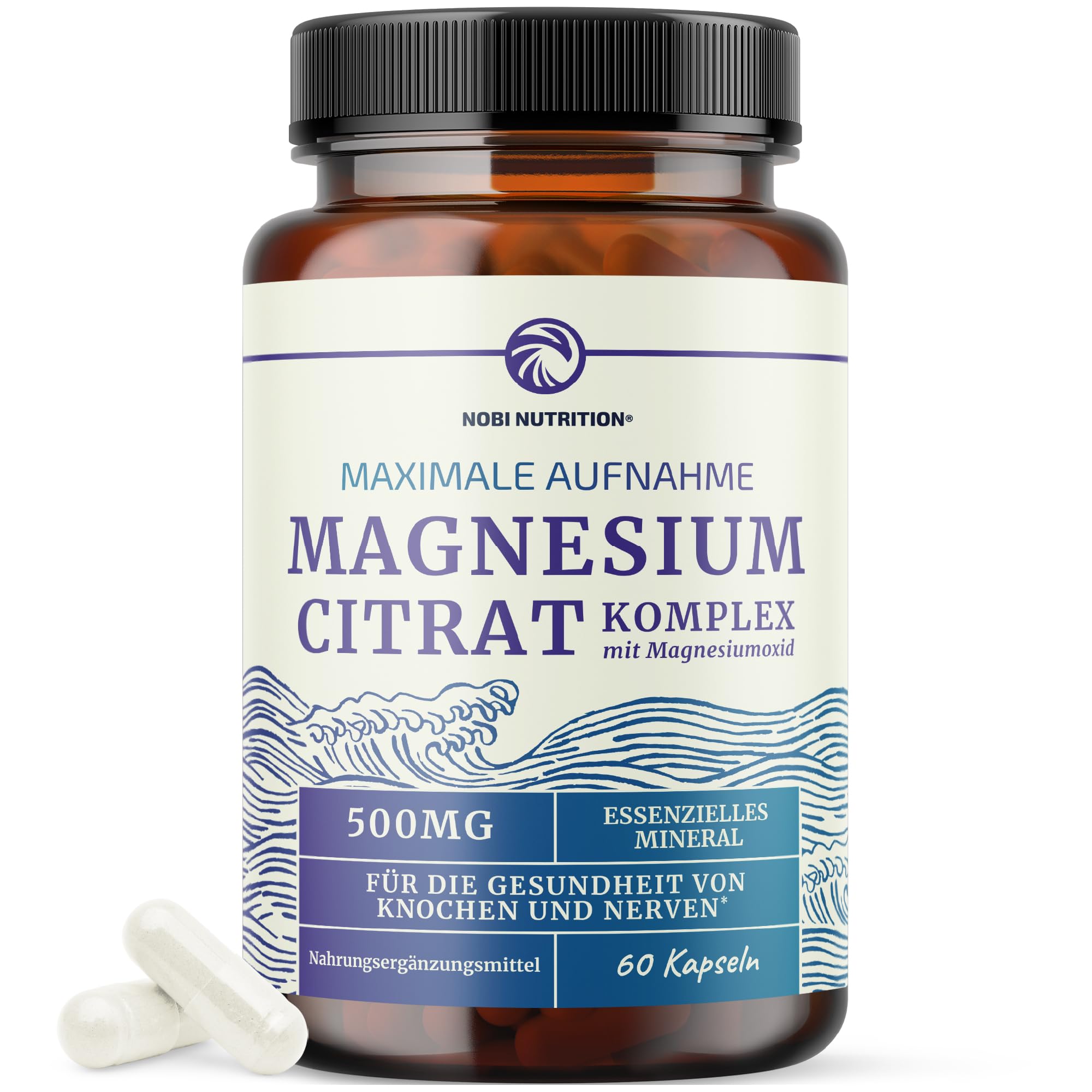 Magnesium Citrate Complex 500 MG for Calm, Relaxation, Constipation & Digestion Health Support | High Absorption Magnesium Supplement with Elemental Magnesium Oxide | Non-GMO, Soy-Free | 60ct