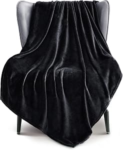 Exclusivo Mezcla Soft Fleece Throw Blanket for Couch, Black