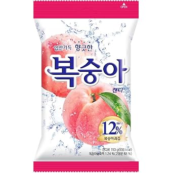 Peach Flavor Candy, Sweet & Refreshing, Contains Peach Juice Concentrate 5.40 oz 153g x 1Pack