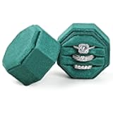 MFXIP Velvet Ring Box, 3 Slots Wedding Ring Box, Vintage Octagon Premium Jewelry Display Holder Gift Box with Detachable Lid for Engagement Wedding Box Keepsake Box Bridal Photo