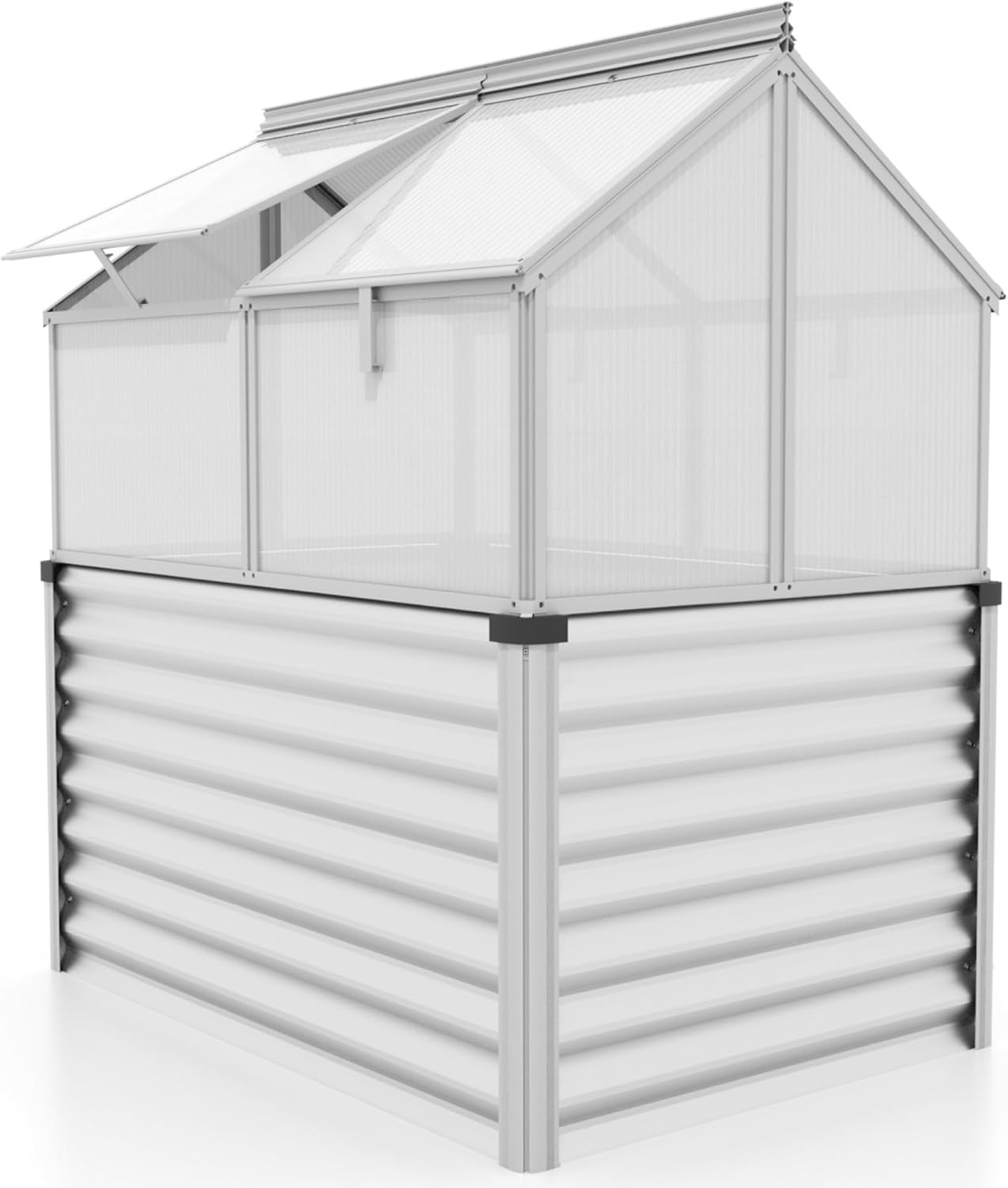 Vitavia Hochfrühbeet Gaia Jumbo Hoch- &amp; Frühbeet | Aluminium, 122 x 83 x 137 cm | 3 mm ESG Sicherheitsglas | Rückenschonendes Gärtnern | Wetterfester Unterbau | Optimale Wachstumsbedingungen