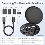 Elebase Multi USB C Kit de câble adaptateur chargeur, avec 1Ft 100W Cordon de charge 6 en 1 Voyage de type C à iOS Boîte d'adaptateur,USB 3.0 OTG,USBC pour Micro Converter,Portable Card Storage,Eject Pin,Transfert de données