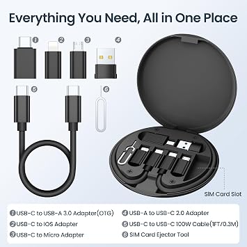 Elebase Multi USB Charger Adapter Kit and USBC to Lightning Charger Cable 6.6FT with USB Adapter
