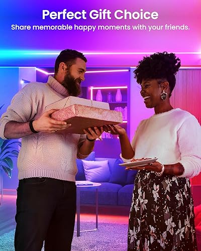 Miniatura 9 de Pak Luces LED para dormitorio de 16.4 pies, tira de luces LED inteligentes RGB+IC con aplicacióncontrol remoto, sincronización de música que cambia