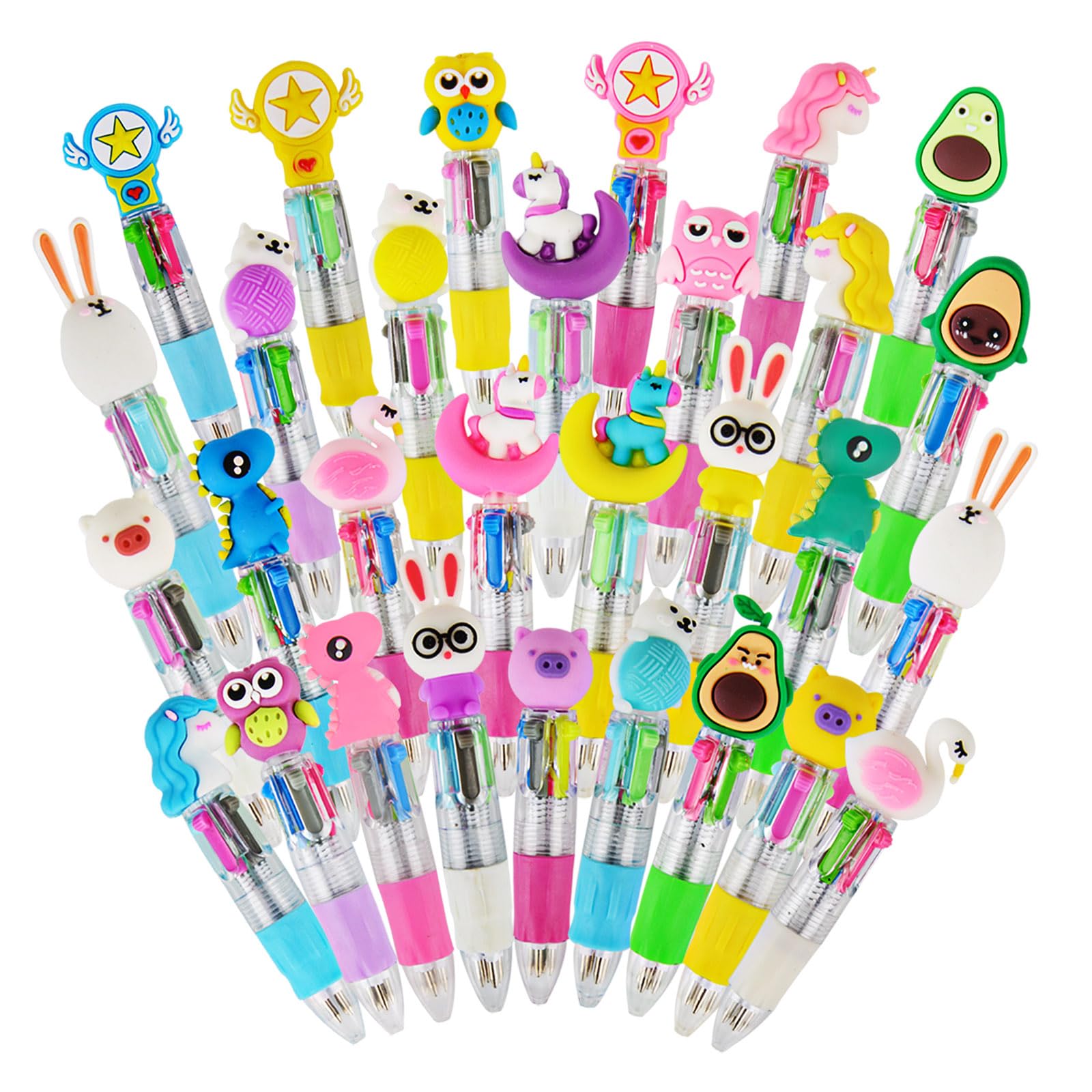 Xndryan Party Bag Fillers for Kids 32Pcs Mini Pens Multi-Coloured Ballpoint Pen Cute Pens for Kids Party Favours School Prizes Class Gifts for 30 Children