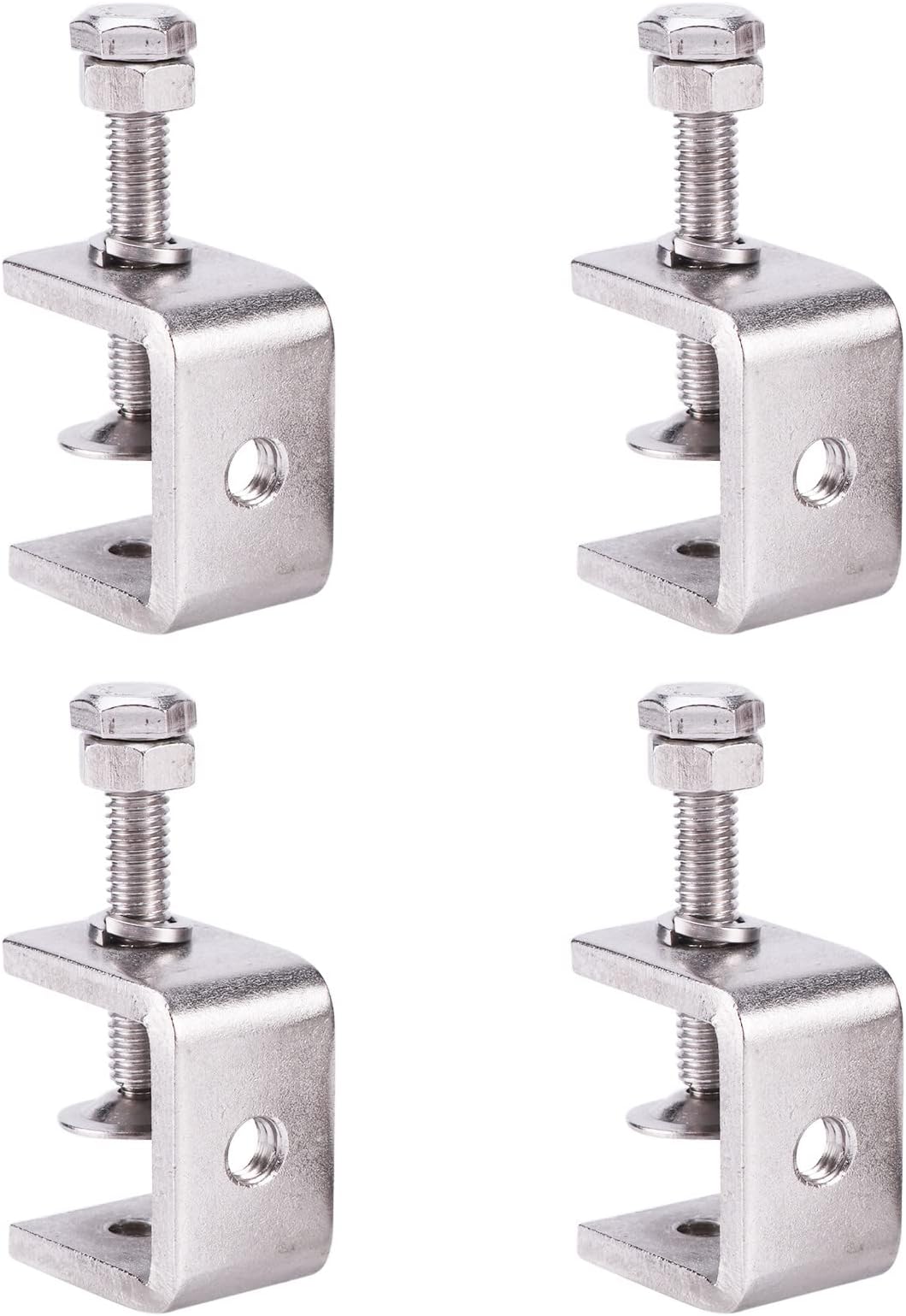 304 Stainless Steel C Clamps, Heavy Duty C Clamps for Metal Working, Woodworking Building Tiger Clamp Adjustable Wide Jaw Opening C Clamp, Silver (1.2in/4pcs)