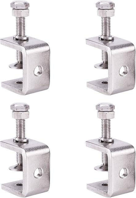 304 Stainless Steel C Clamps, Heavy Duty C Clamps for Metal Working, Woodworking Building Tiger Clamp Adjustable Wide Jaw Opening C Clamp, Silver (30mm/4pcs)