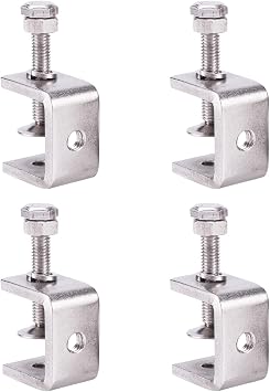 304 Stainless Steel C Clamps, Heavy Duty C Clamps for Metal Working, Woodworking Building Tiger Clamp Adjustable Wide Jaw Opening C Clamp, Silver 30mm/4pcs