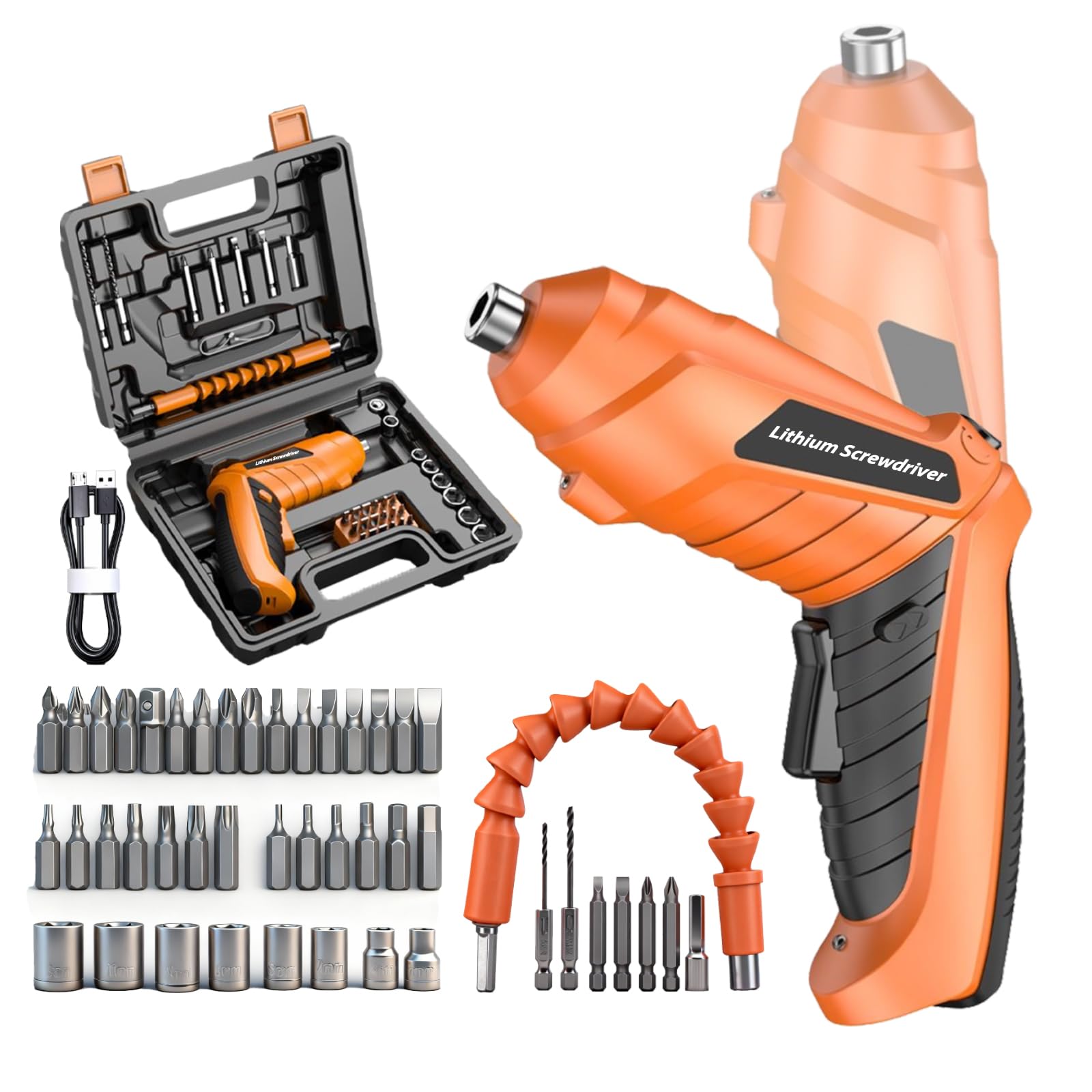 Electric Screwdriver Cordless Rechargeable Battery Power Screwdriver Set 47-in-1 Small Electric Screwdriver with LED Light USB Cordless Screwdriver