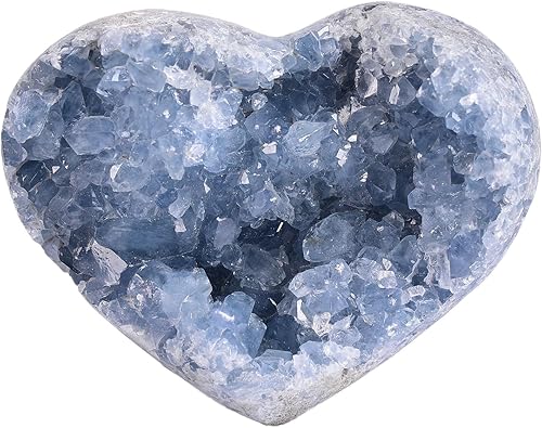 Vista 47 de Geoda de cristal celestita azul crudo natural curativo racimo grande de piedra celestina irregular para decoración del hogar, 1-1.5 libras Celestite