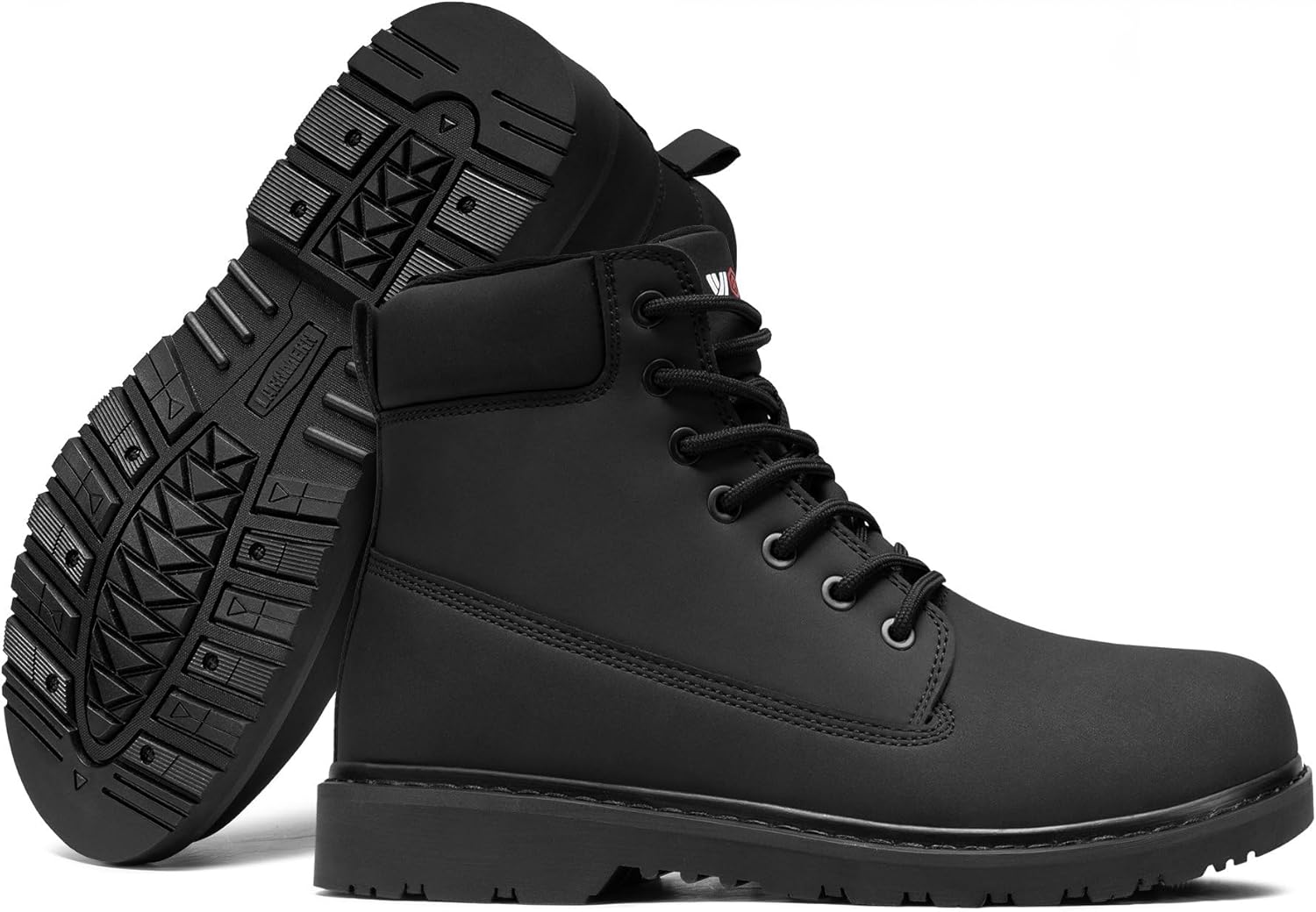 LARNMERN Soft Toe Work Boots Men Waterproof Non Slip Hiking Tactical Motorcycle Chukka Boot 6 Inch Leather Comfortable Shoes - Image 3
