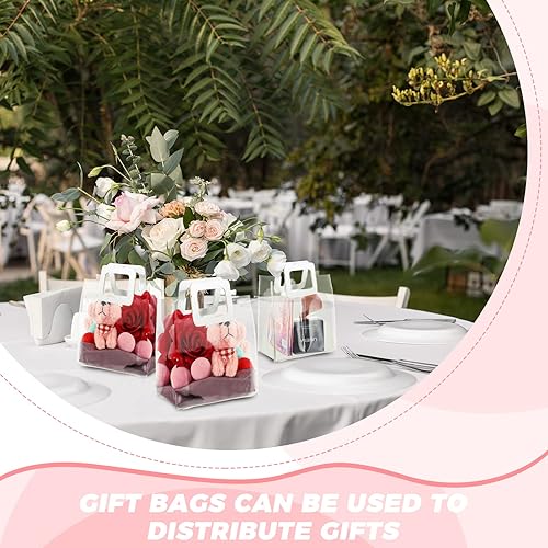 Miniatura 4 de Gersoniel Bolsa de regalo transparente de boda con asa, bolsa de regalo de PVC transparente con asa resistente, bolsa de regalo para fiesta de