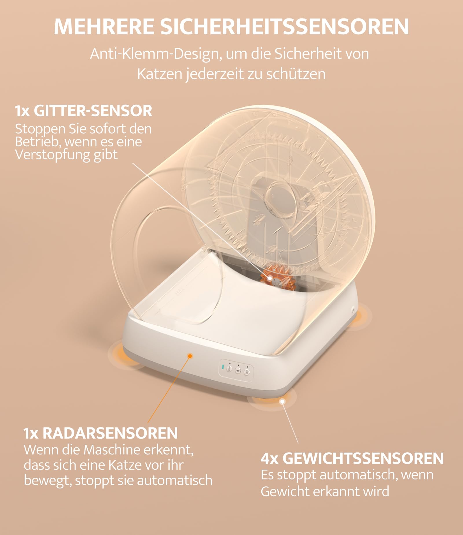 UBPET C10 Selbstreinigende Katzentoilette Katzenklo Selbstreinigend, Unterer Eingang/Geruchsbeseitigerin/10 Sensoren/APP-Steuerung Selbstreiniges Katzenklo, Automatische Elektrisches Katzenklo