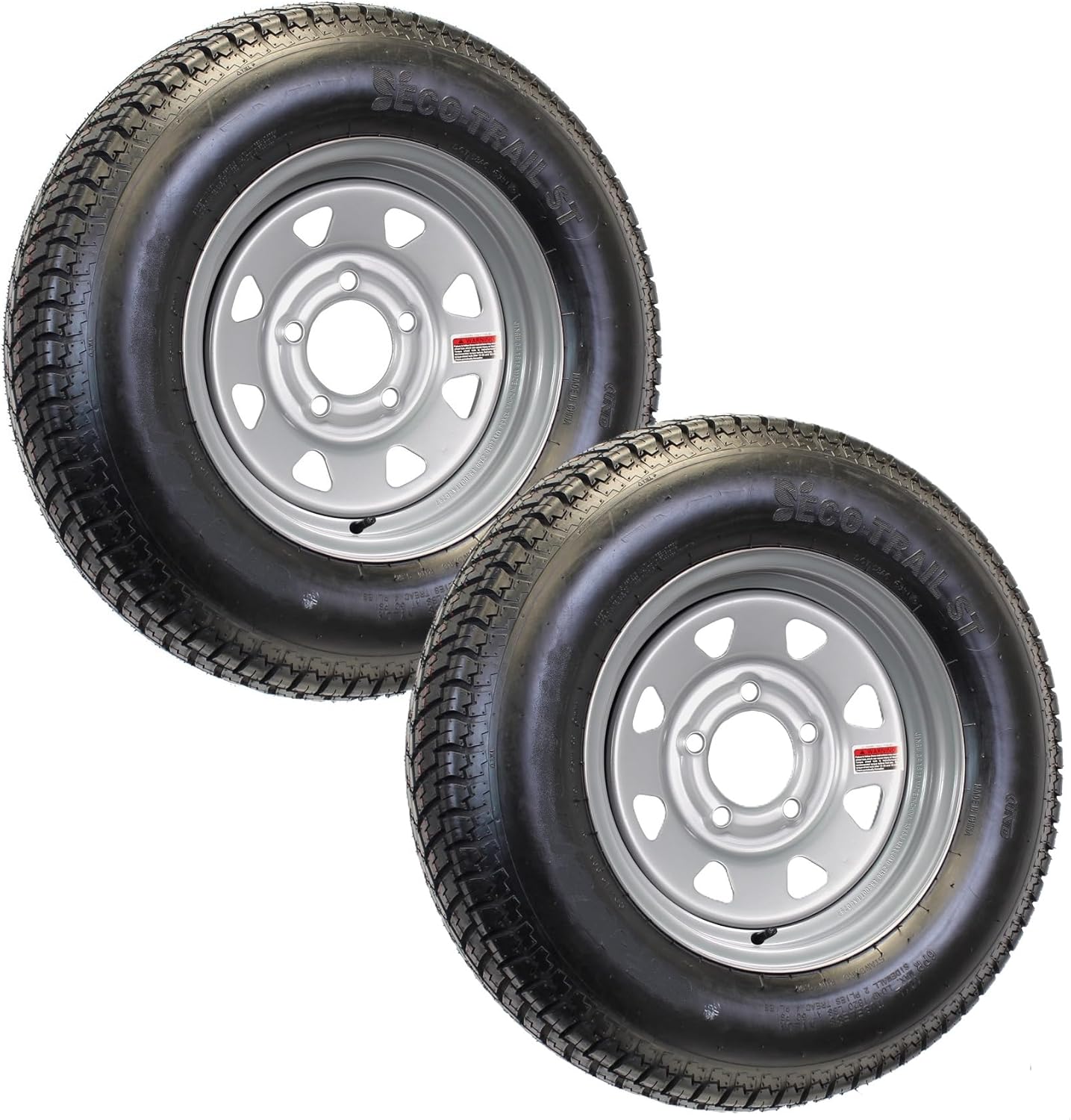 eCustomrim 2-Pack Trailer Tire Rim ST175/80D13 175/80 13 5 Lug On 4.5 Silver Grey Wheel - 2 Year Warranty w/Roadside
