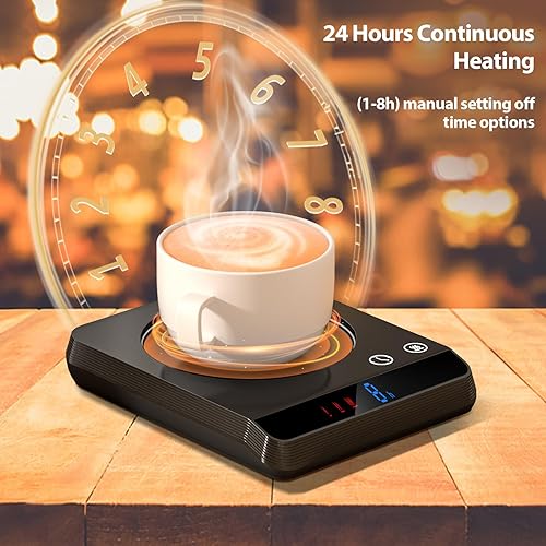 Miniatura 3 de Misby Calentador de tazas, calentador eléctrico H4 para escritorio con apagado automático con 3 ajustes de temperatura, calentador inteligente de