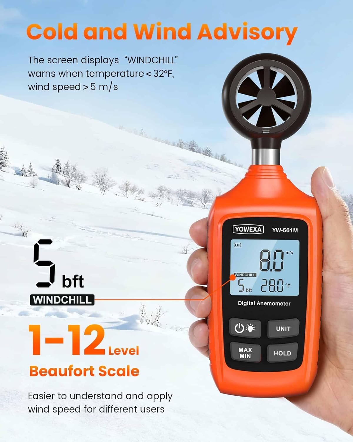 YOWEXA YW-561M juri avviż dwar it-tkessiħ mir-riħ u l-iskala Beaufort