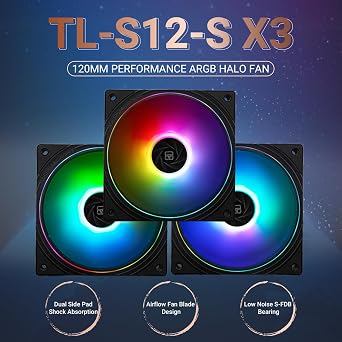 Thermalright TL-S12-S X3 120mm ARGB PWM Silent Case Fan - Under 23.2dB(A), Fine Aperture Light Effect for CPU Air & Liquid Coolers
