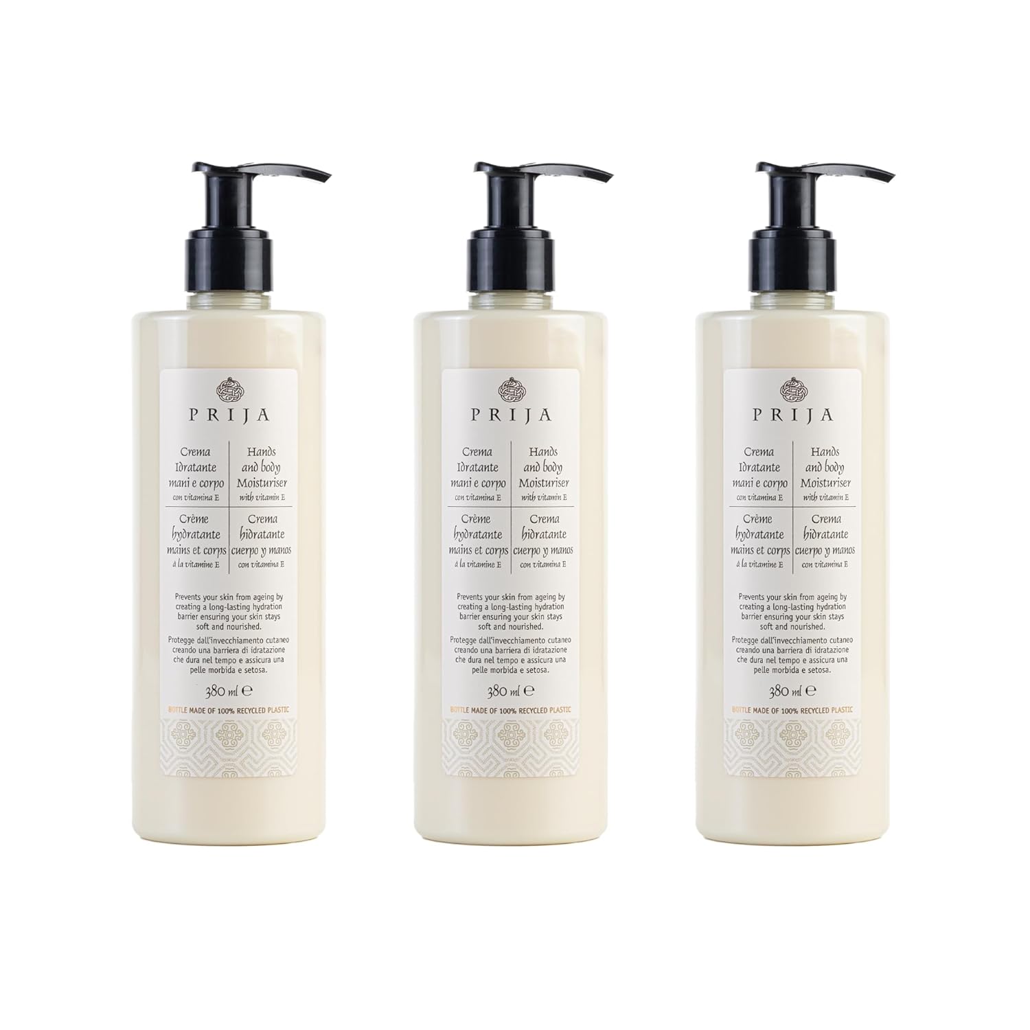 Prija Hands and Body Moisturizer Hydrates and Protects the Skin with Vitamin E, Helps Protect Skin from Ageing by Creating Long Lasting Hidration 3 x 12.85 Fl. Oz