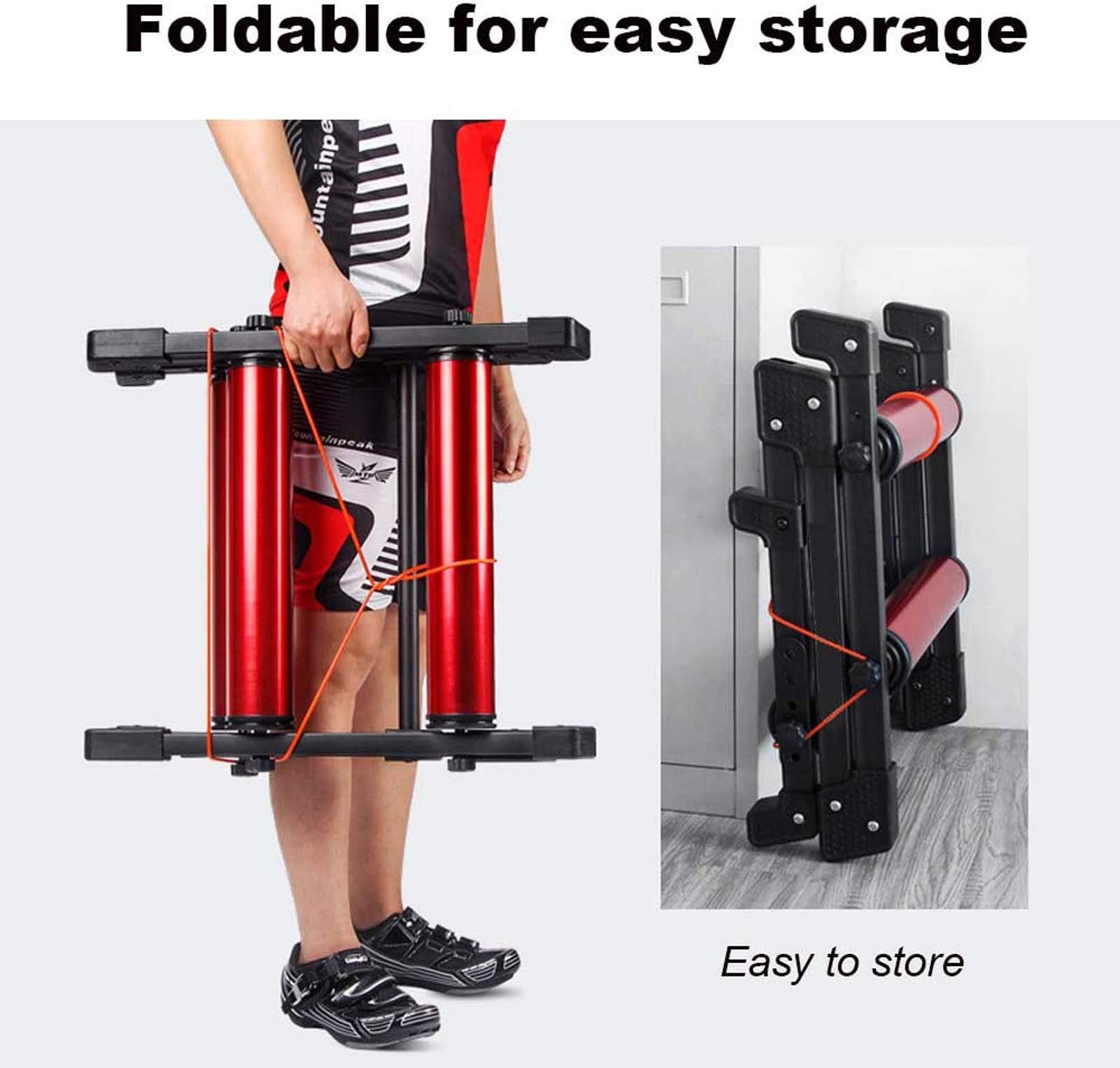 Bike Roller Faltbarer Indoor Cycling Fahrrad Rollentrainer, MTB Rennrad Trainingsstation, Passend für 24-29 Zoll Mountainbike/700C Rennrad