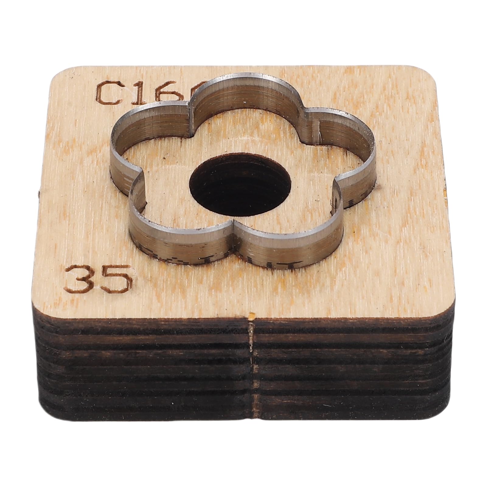 Fustella di Cuoio a Forma di Fiore, Stampo di Punzonatura in Legno Massello e Acciaio al Carbonio per Tagli Netti, con Design a Pressione Facile per (35mm)