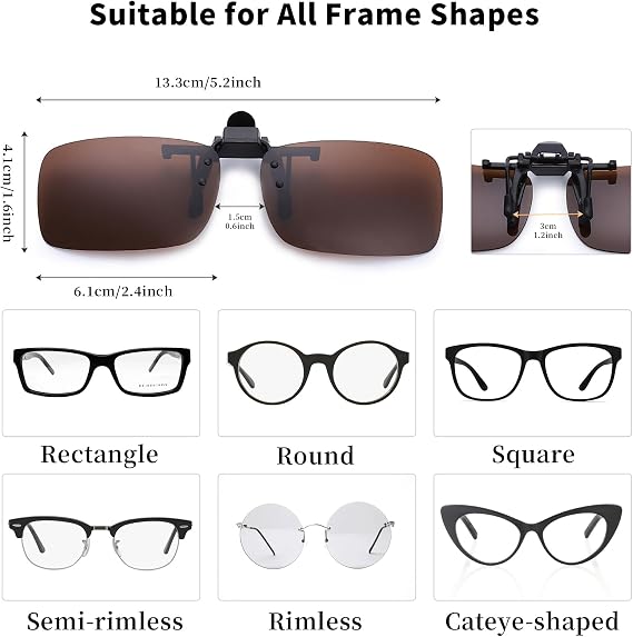 Clip on Sunglasses for Prescription Glasses, Premium Polarized,Ideal Clip on Sunglasses Over Prescription Glasses