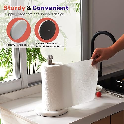 Miniatura 9 de Soporte pesado para toallas de papel, diseño fácil con una sola mano para soporte de cocina, dispensador de toallas de papel, base resistente para