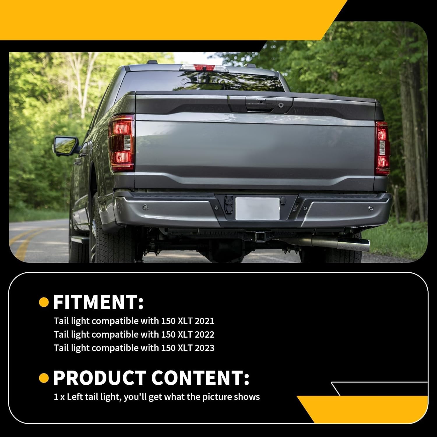 Tail Light Left Compatible with (F Series) 150 XLT 2021-2023 Driver Side Halogen Rear Tail Lamp Taillight ML3Z13405C FO2818159