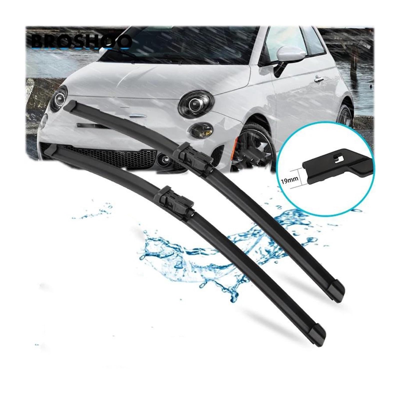Escobillas Limpiaparabrisa Escobilla Limpiaparabrisas Delantera Para Fiat 500 2007-2016 Brazo Con Botón Pulsador Accesorios Para Escobillas Limpiaparabrisas