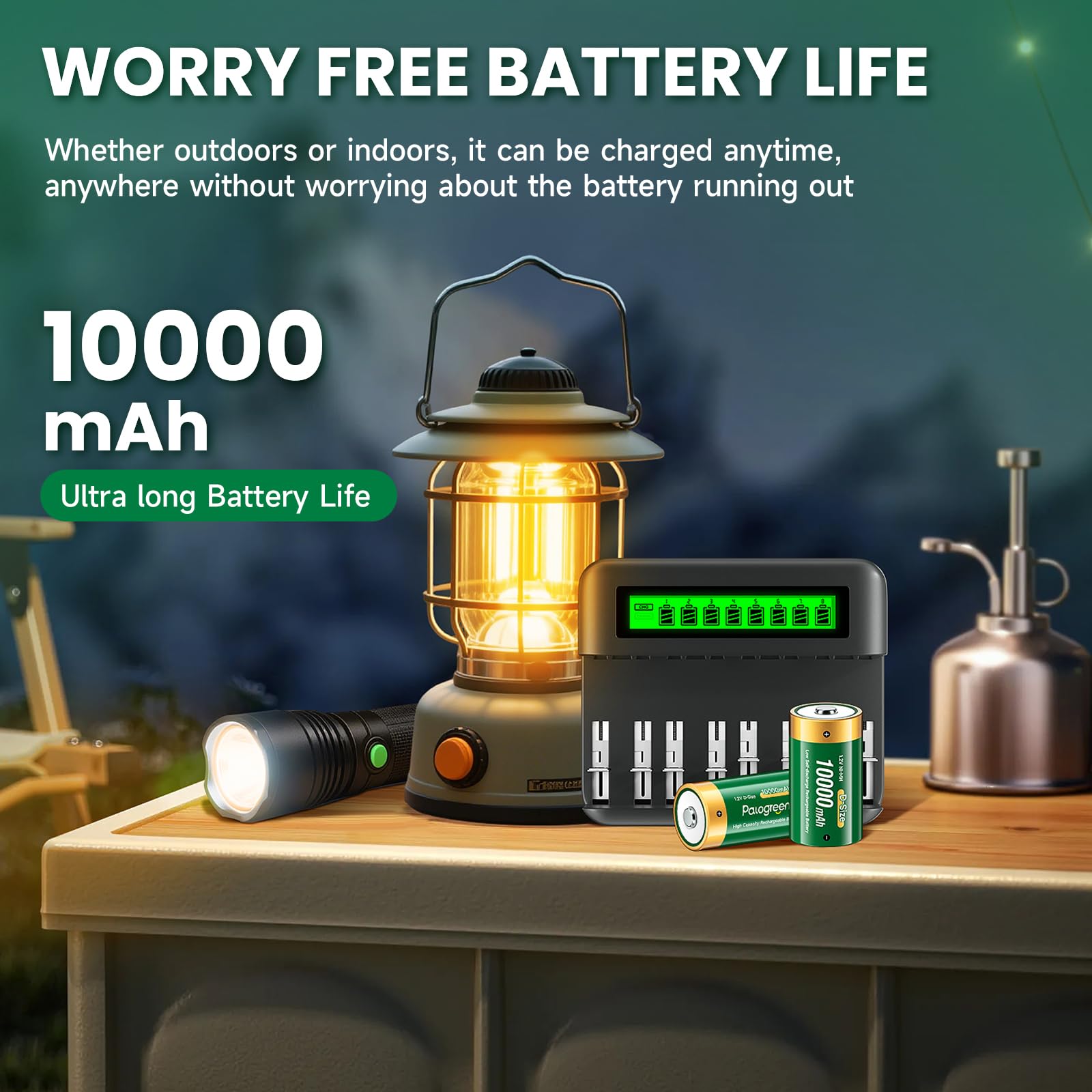 Confezione da 6 batterie ricaricabili D con caricabatterie, caricabatterie universale per batterie ricaricabili AA/AAA/C/D 1,2 V NI-MH NI-CD (3 scatole di batterie)