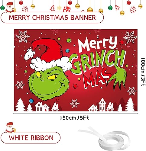 Miniatura 3 de Cartel de Feliz Navidad de 5 x 3 pies, decoraciones de fiesta para el hogar de los niños, telón de fondo y decoración de Navidad