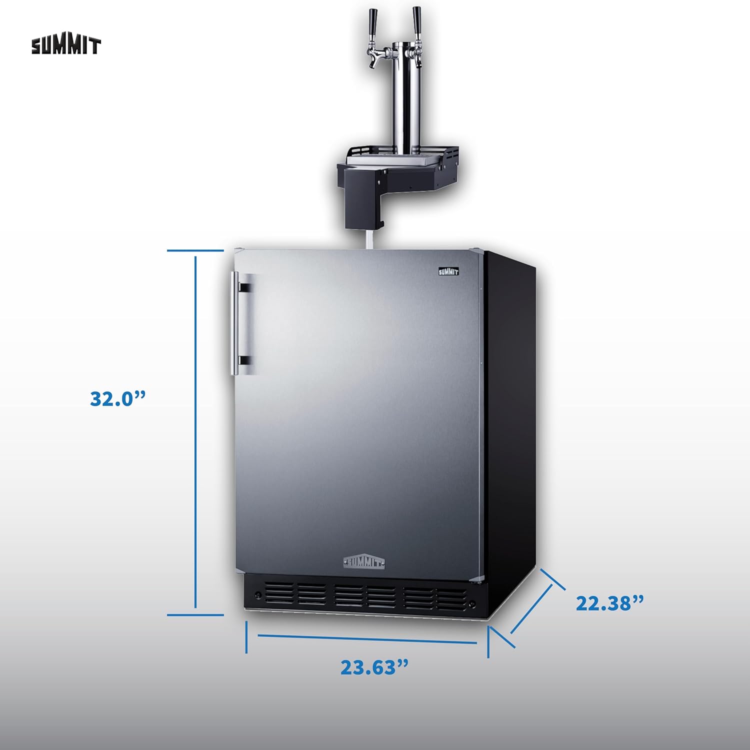 Summit 24" Undercounter Kegerator, Floating Tap, Dual Tap Kit, No Drill Beer Dispenser, Stainless Steel - SBC7BRSFLTWADA