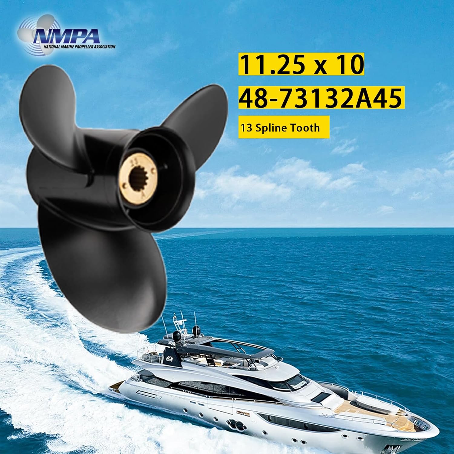 VIF Jason Marine Upgrade OEM 13 Spline Tooth Aluminum Outboard Propeller with Mercury Engines 30/35/40/45/50/55/60/70hp, Not for EFI Engine, 3-1/4" Gearcase,RH