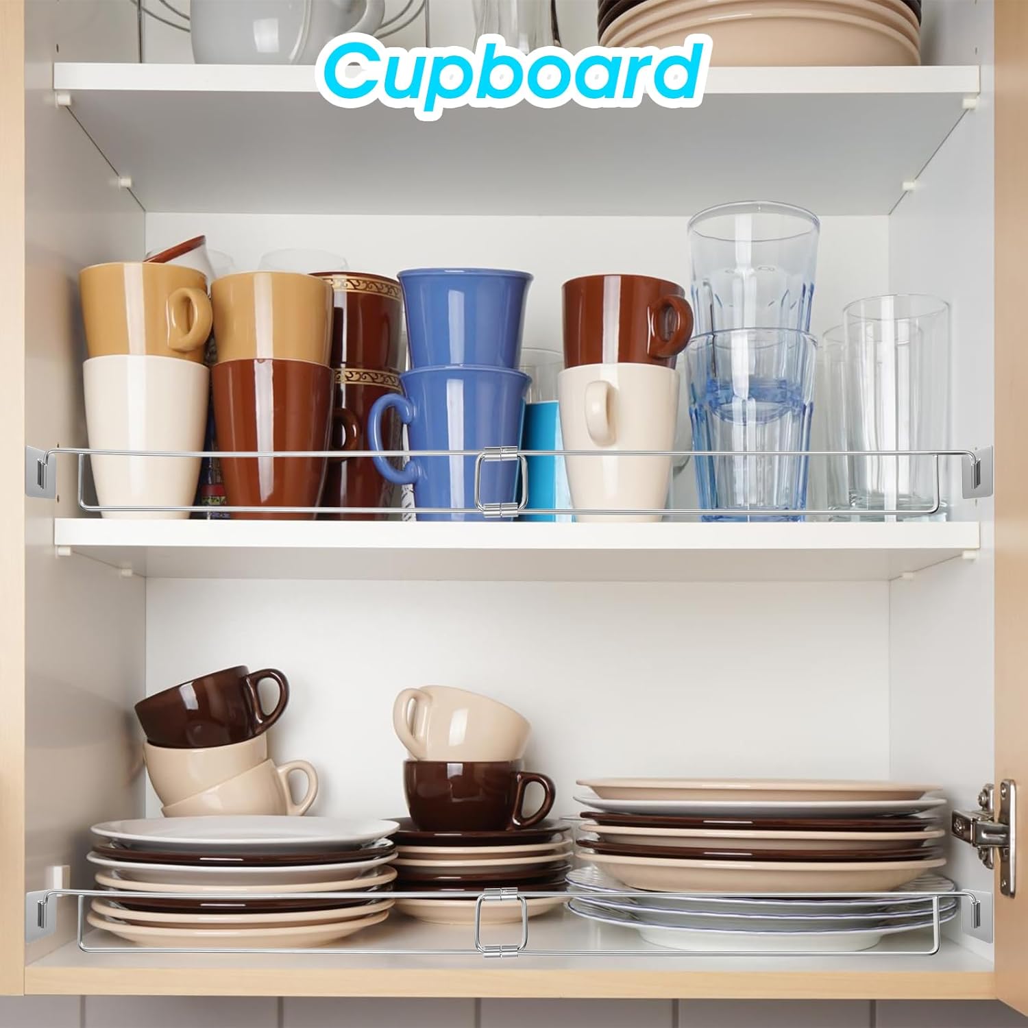 6 Pcs RV Refrigerator Bars, 12.99"-22.83" Adjustable Fridge Tension Rod Stainless Steel Camper Bar to Hold Food Drinks in Place Prevent Messy Spills During Travel for Kitchen Cupboard Bookshelf