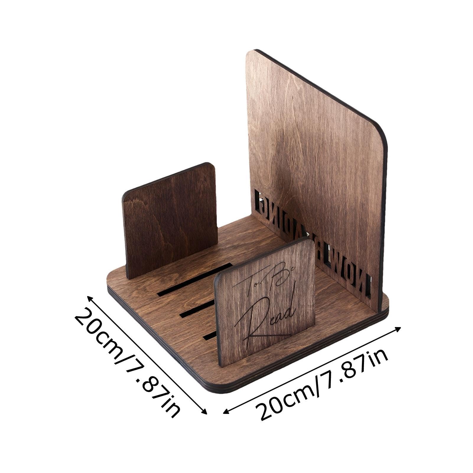 Houten Bureau-organizer – Compacte Boekenplank, Opbergrek Met 2 Vakken, Voor Boeken, Kantoorartikelen, Decoratie – 60×17×35 Cm, Modern (houtkleur, E1 MDF)