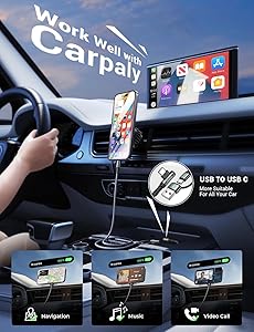 AINOPE USB C Cale for Carplay Fast Charger Cord,60W Charging Cable for iPad Charger and U SB C to USB C Devices,Right Angle Type C Cord Carplay Cable fit iPhone 16 Pro Series,1 Pack 3.3Ft Grey