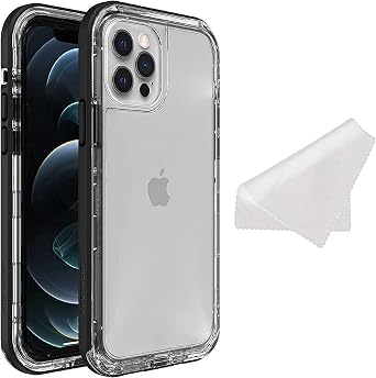 LifeProof Next Series Case for iPhone 12 & iPhone 12 Pro Only with Cleaning Cloth - Non-Retail Packaging - Black Crystal Clear/Black