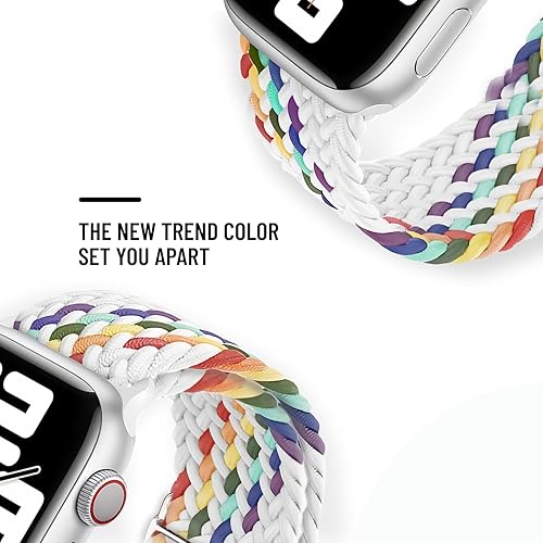 Miniatura 2 de LUAVFA Paquete de 2 correas trenzadas Solo Loop para Apple Watch, compatibles con las series 8, 7, 6, 5, 4, 3, 2, 1, SE, Ultra, elásticas, elegantes