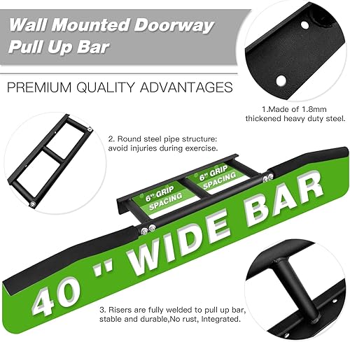 Miniatura 2 de ATENTO Barra de dominadas, soporte de techo para barbilla, entrenamiento para gimnasio en casa, viga, crossfit, resistente, agarre de espuma, fácil