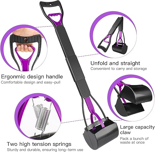 Miniatura 8 de UPSKY Recogedor de excrementos de 32 pulgadas para perros grandes y pequeños, mango largo con bolsas de desechos, herramienta portátil duradera para