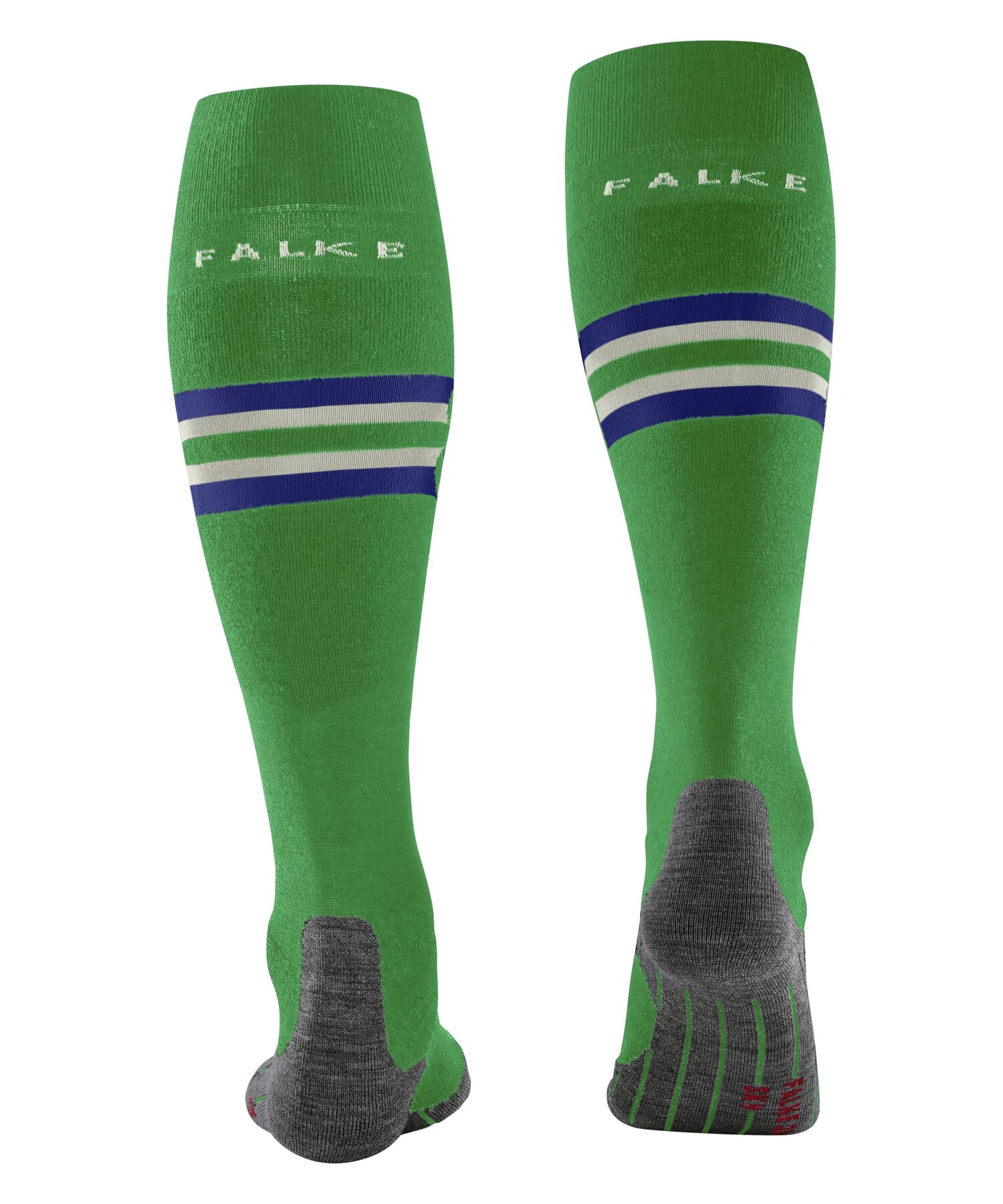 FALKE Mężczyźni Skarpety narciarskie SK4 Advanced M Kh Wełna ciepłe cienkie 1 Para, Zielony Grass Green 7014 Stripe, 46-48