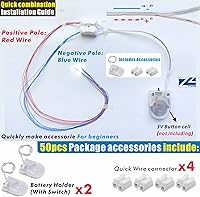 Vista 2 de 50 piezas de LED micro precableados con soldadura previa, LEDs SMD 0805 con accesorios de montaje para construcción de modelos para principiantes