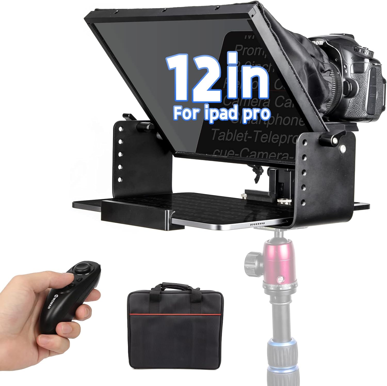 Teleprompter for Camera, Moman MT12 12inch Metal Prompter