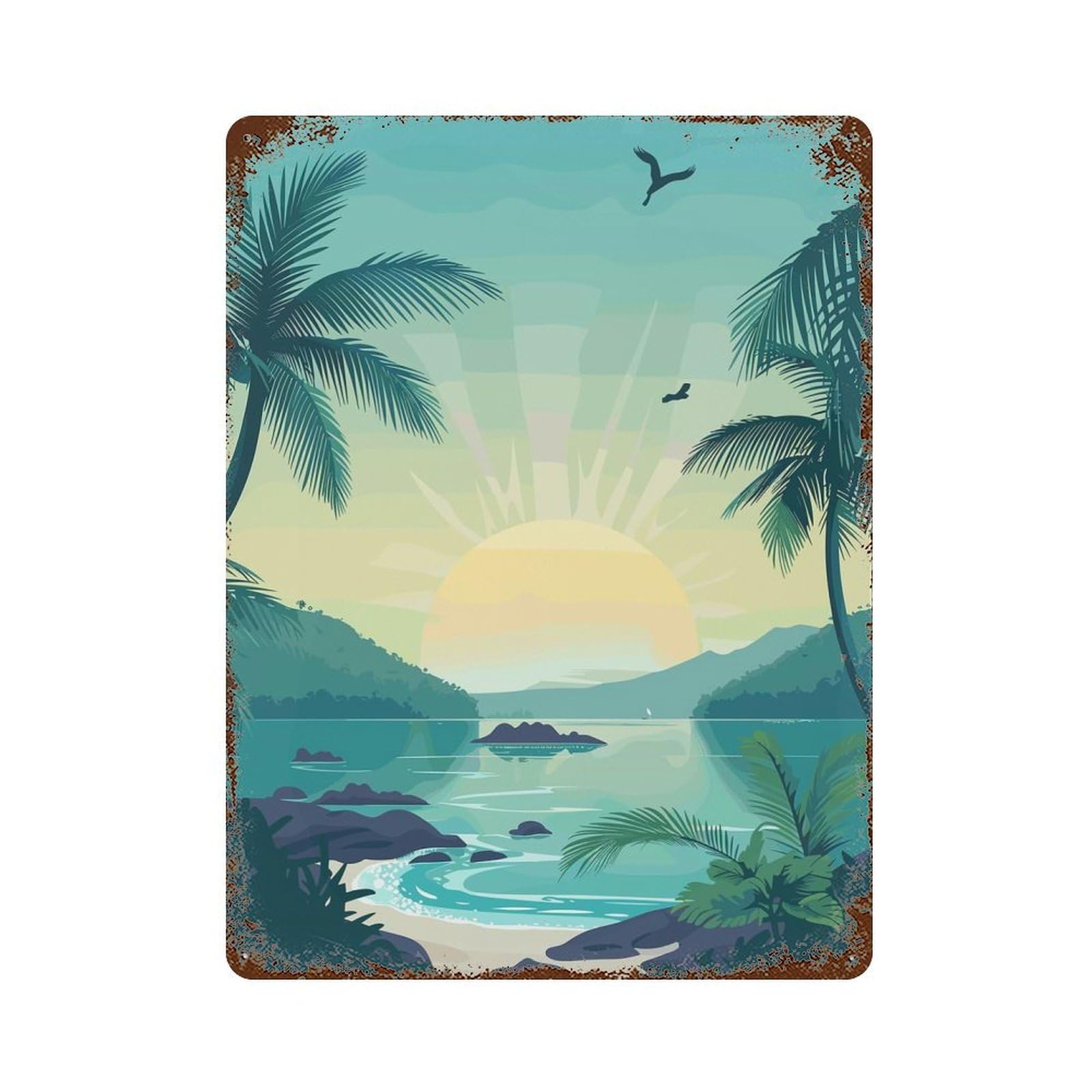 Garage Style Sumatra Island Indonesia Distressed Metal Wall Sign 15.7"x11.8", Decorative Metal Wall Art for Bar And Workshop
