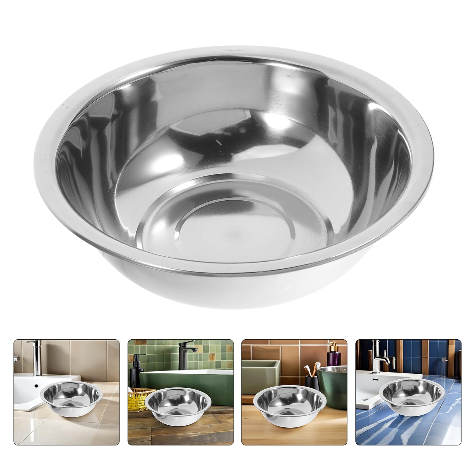 Homoyoyo Vaschetta per Pediluvio in Acciaio Inox 201 da 28 CM Set 2 Pezzi Multifunzionale Fondo Antiscivolo Contenitore per Lavare Piedi Bucato e Uso Domestico per Casa e Viaggio
