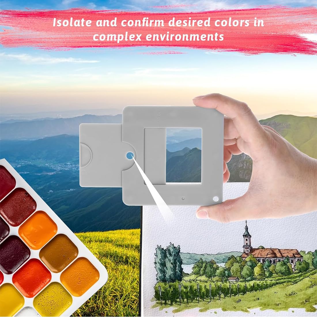 SURALIN 1er-Pack Sucher mit Schiebemechanismus, tragbarer, verstellbarer Sucher, farbisolierter Sucher für Fotografie, Malerei