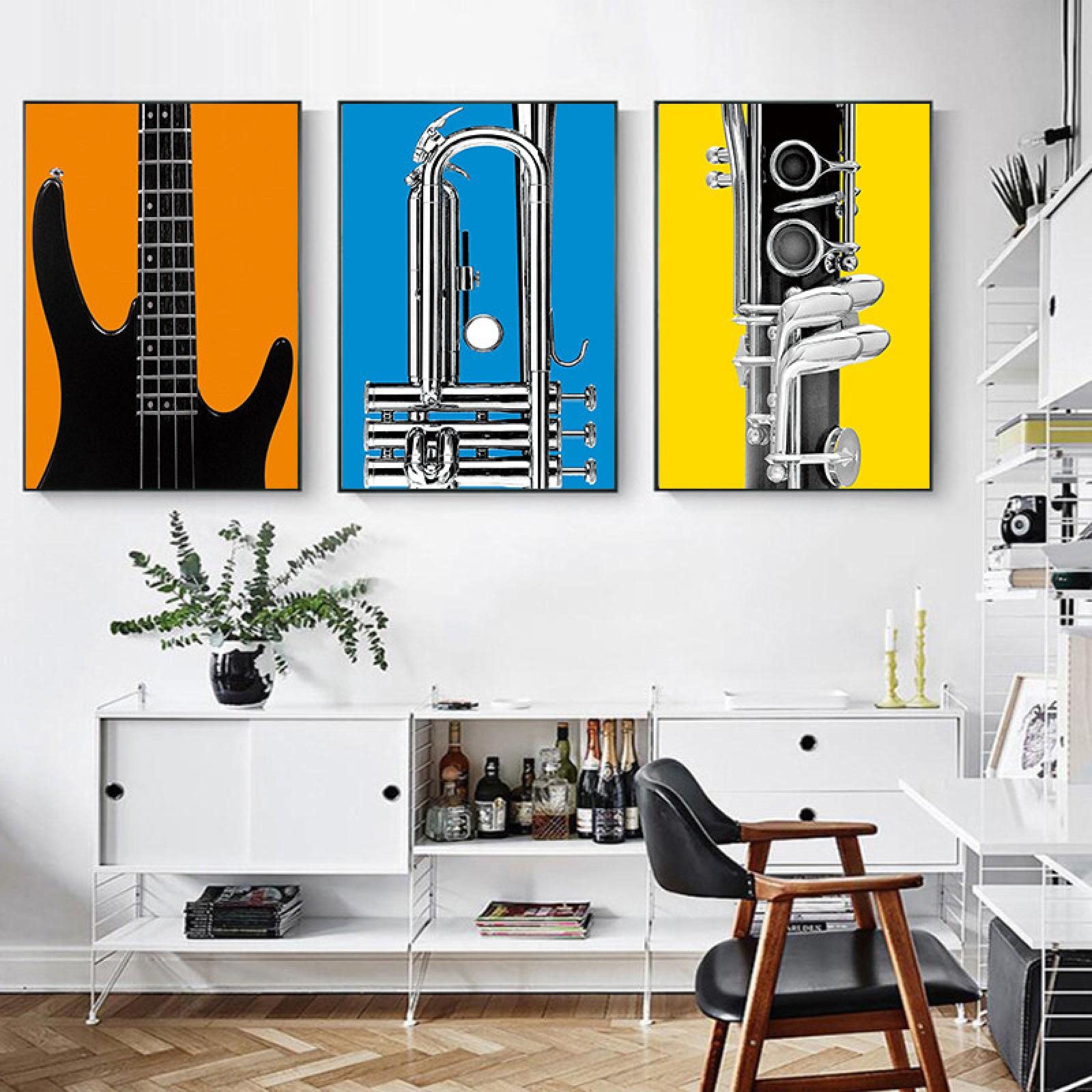 zdjęcia retro instrumenty muzyczne nordyckie plakaty i wydruki sztuka ścienna obraz na płótnie obrazy ścienne do salonu dekoracja 70 x 90 cm x 4 bez ramy