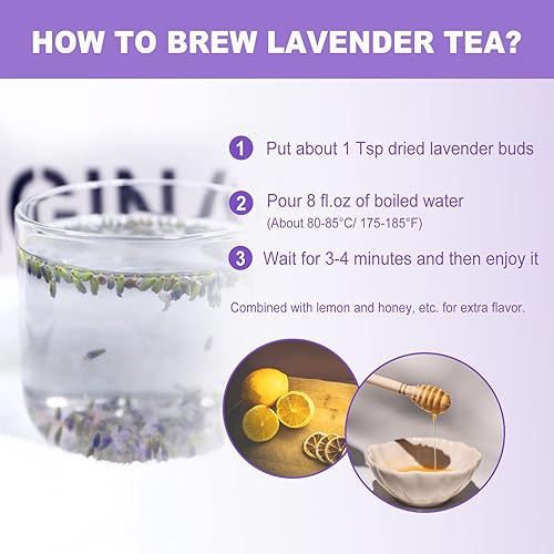 Miniatura 4 de FullChea - Flores de lavanda secas naturales, 4 onzas (114 g) brotes de lavanda de grado alimenticio de calidad prémium, sin OGM, sin cafeína,