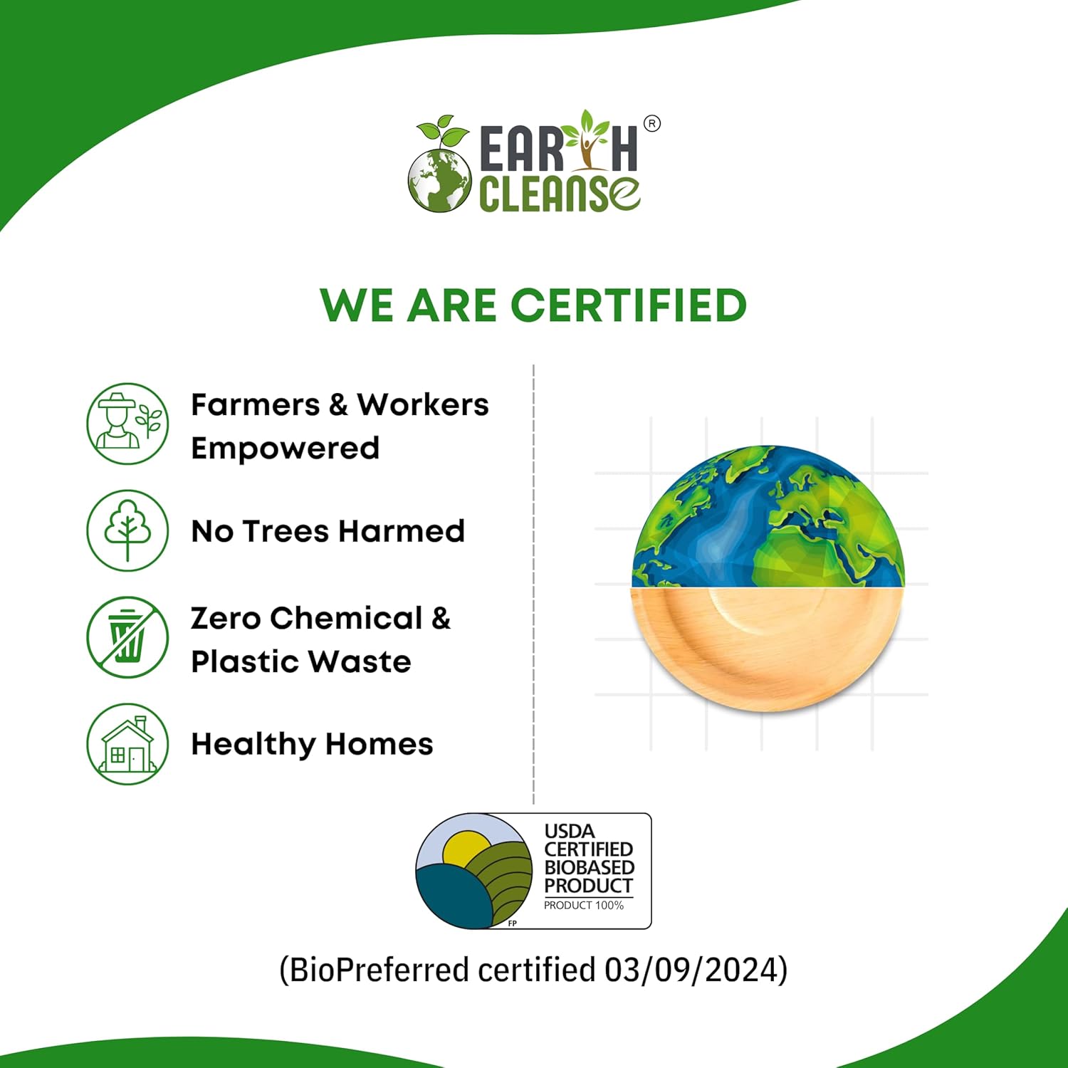 EARTH CLEANSE Compostable Palm Leaf Plates 10 Inch Round (100 Pack) | Disposable Biodegradable Plates Like Bamboo & Wooden | Microwave & Oven Safe | Eco-Friendly Dinnerware for Parties & Events