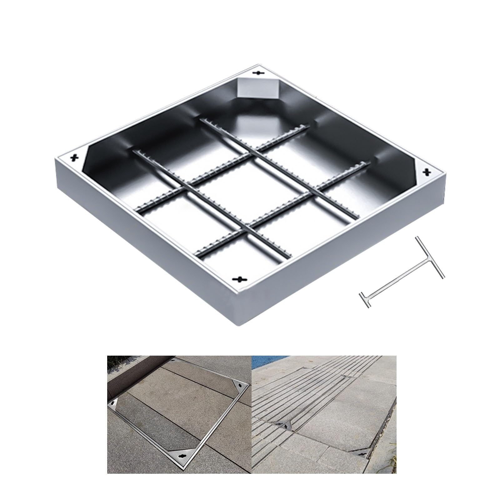 Grille de drainage en acier inoxydable de 50 cm avec base haute résistance